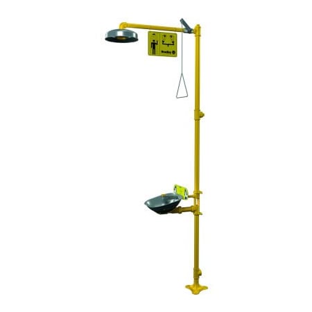 Bradley Bradley S19314F Halo Eyewash, Plastic Showerhead, Stainless Bowl & Shroud, 1-1/4" NPT Water Supply S19314F